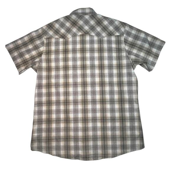 Wrangler Mens XL Wrancher Snap Shirt Plaid Short Sleeve Workwear Western Farm - Picture 3 of 10